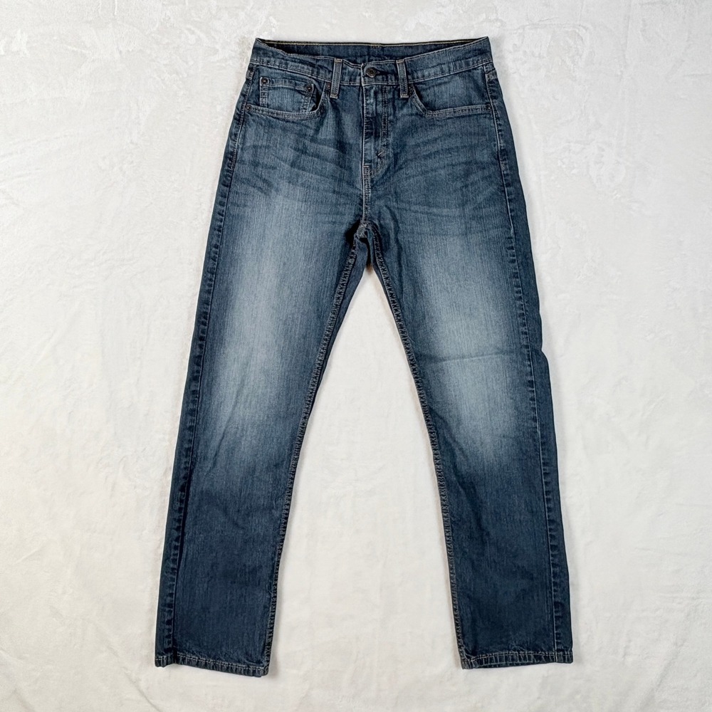 Levis 505 Regular Fit Jeans Mens 32x32 Blue Excellent Straight Leg Stretch Denim